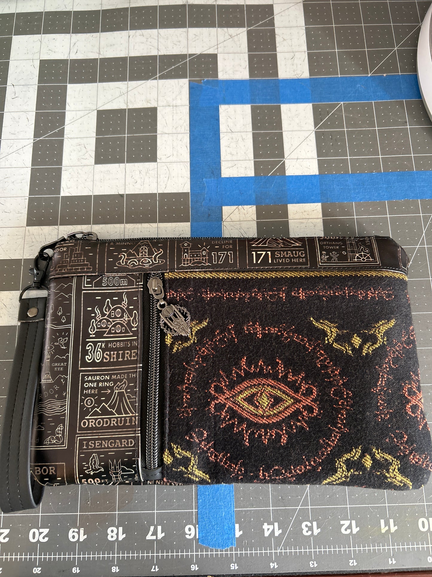 Eye with Map large zippy clutch