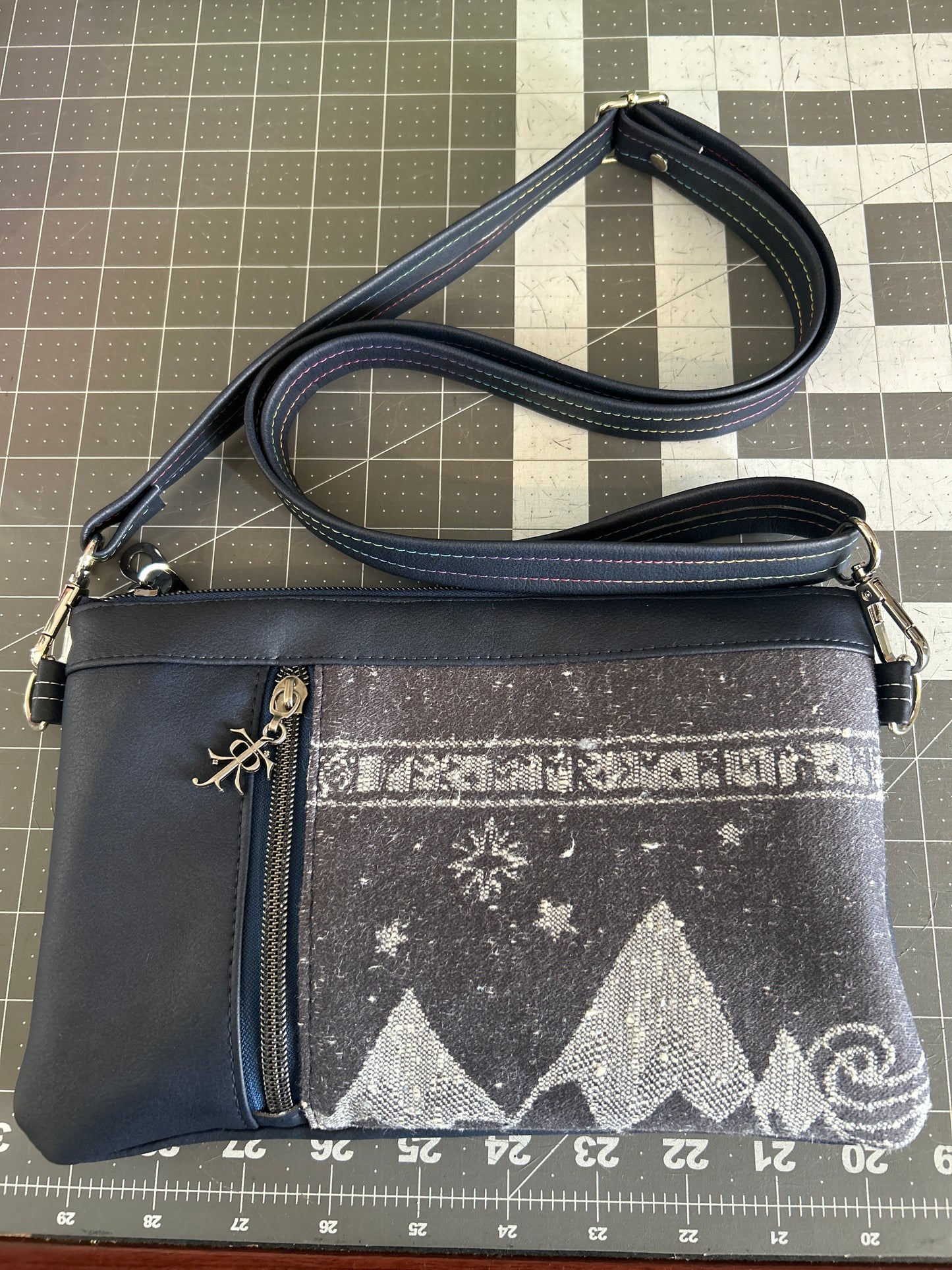 Navy Mountains large zippy crossbody