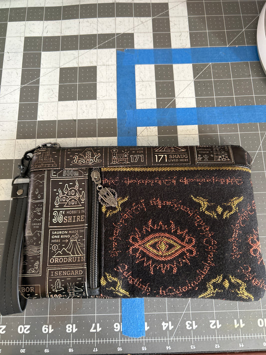 Eye with Map large zippy clutch