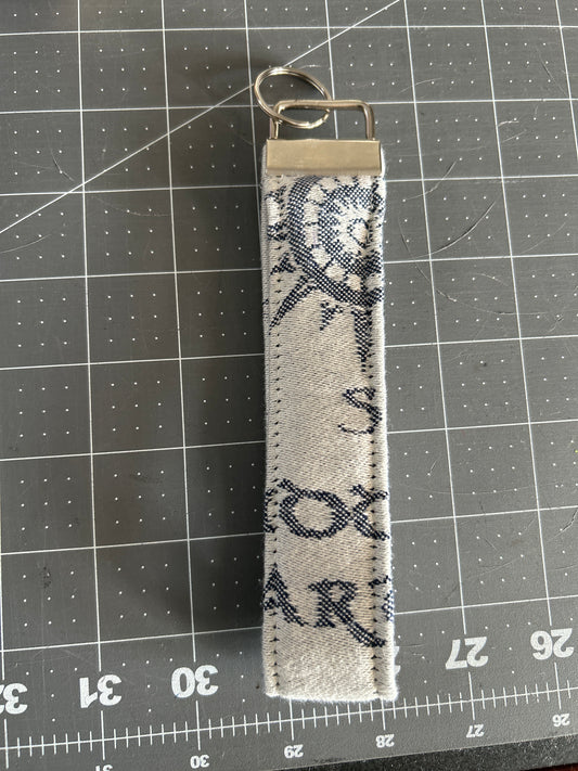 White/Navy Compass keychain